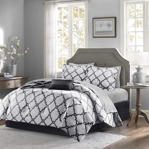 Madison Park MPE10-121 Essentials Merritt Complete Bed & Sheet Set Queen Black